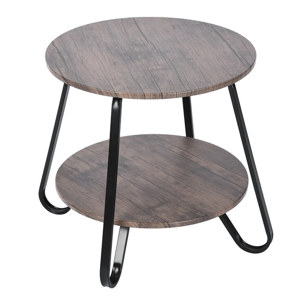 Small Round End Table with Storage