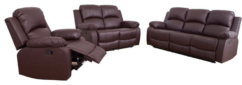 Lifestyle Furniture Raymond 2 Pieces Faux Leather Recliner Sofa Set in Espresso   Contemporary   Living Room Furniture Sets   by Homesquare  Houzz