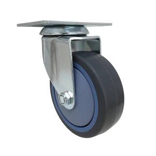 Everbilt 4 in. Gray Rubber Like TPR and Steel Swivel Plate Caster with 250 lb. Load Rating 4033445EB