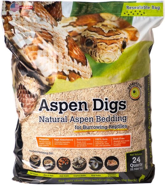 Galapagos Aspen Digs Natural Aspen Reptile Bedding， 24-qt bag