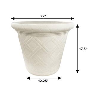 Vigoro 22 in. Frenchboro Antique Extra Large Beige Resin Planter (22 in. D x 17.5 in. H) HD1151-402R