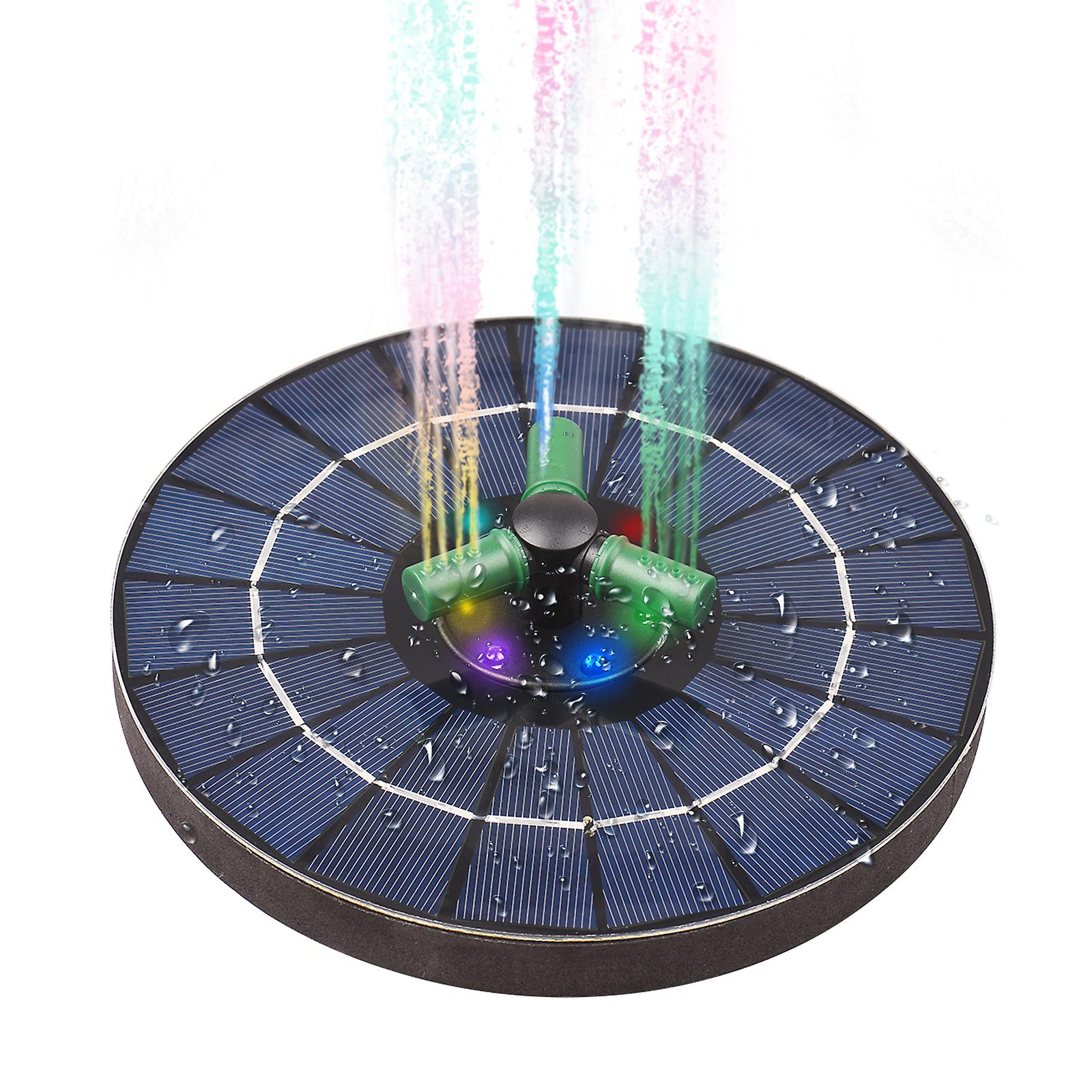 4w Colorful Solar Fountain Pump With 360rotatable Nozzle Rgb Led Light Solar Water Pump With Battery Free Standing Auto-shut Off Circle Fountain For B