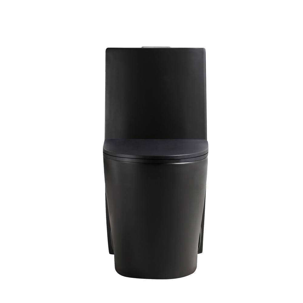 Aoibox 1-Piece 1.11.6 GPF Dual Flush Water Saving Elongated Toilet in Matte Black Seat Included SNSA11IN011