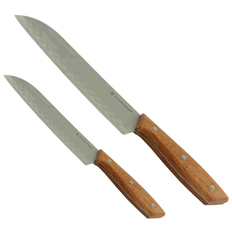 Gibson Home Seward 2 Piece Stainless Steel Santoku Knife Cutlery Set with Wood Handles