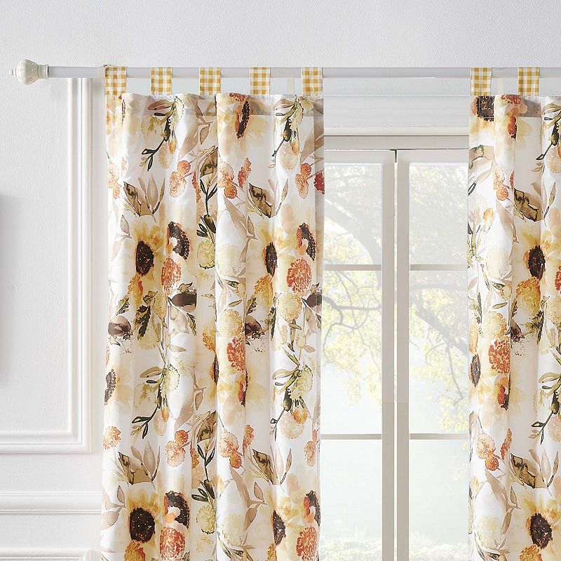 Greenland Home Somerset Curtain Panels (Set of 2) with Tiebacks， 84-inch L.， Gold