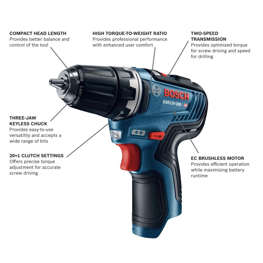 Bosch 12V Max EC Brushless 3/8 In. Drill/Driver (Bare Tool) GSR12V-300N from Bosch