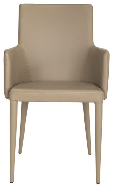 Cai Arm Chair Taupe PU Leather   Midcentury   Armchairs And Accent Chairs   by AED Luxury Home Decor  Houzz