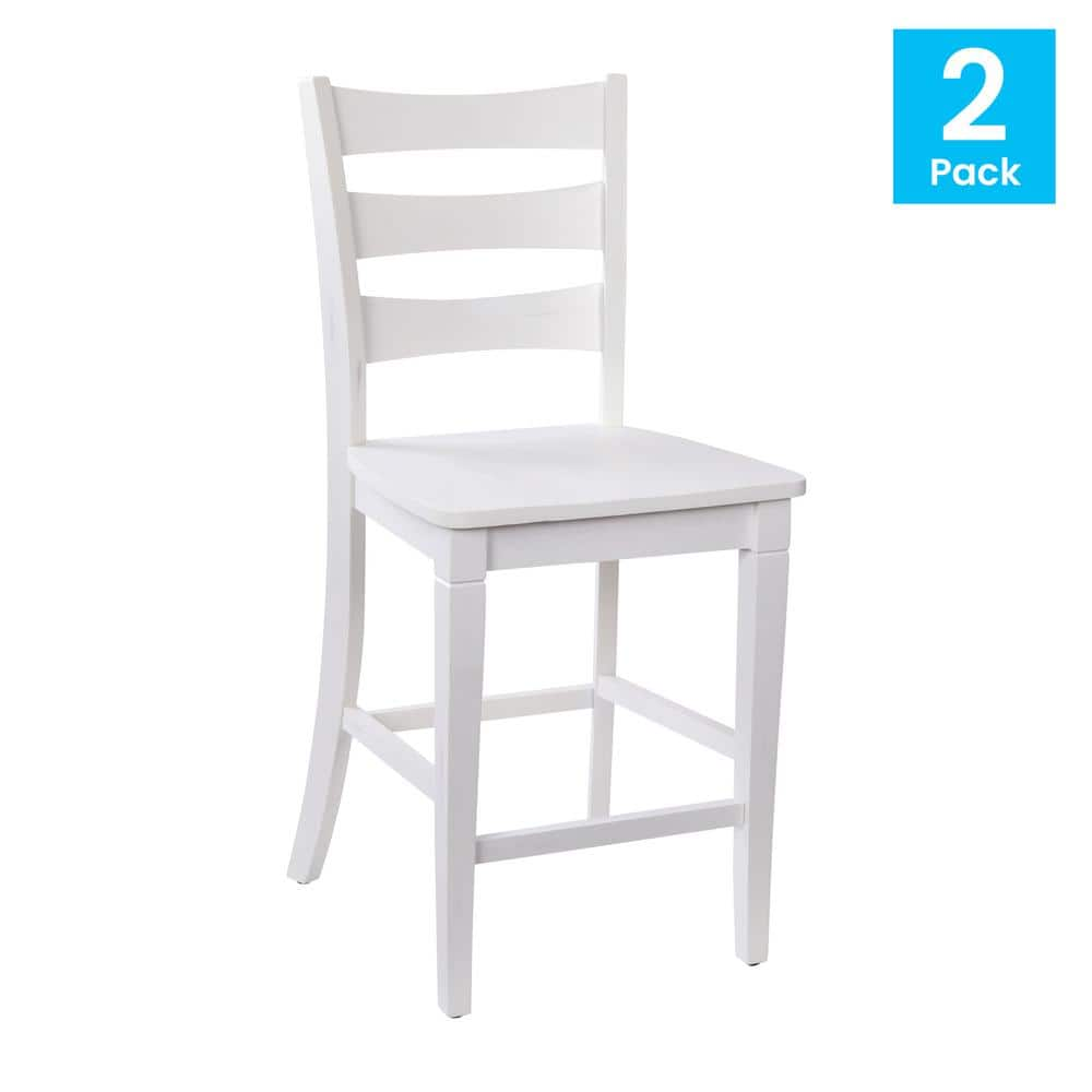 Carnegy Avenue 41.5 in. White Wash Full Wood Bar Stool with Wood Seat CGA-ES-520599-WH-HD