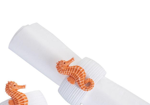 C amp f Home Orange Seahorse Napkin Ring S 4