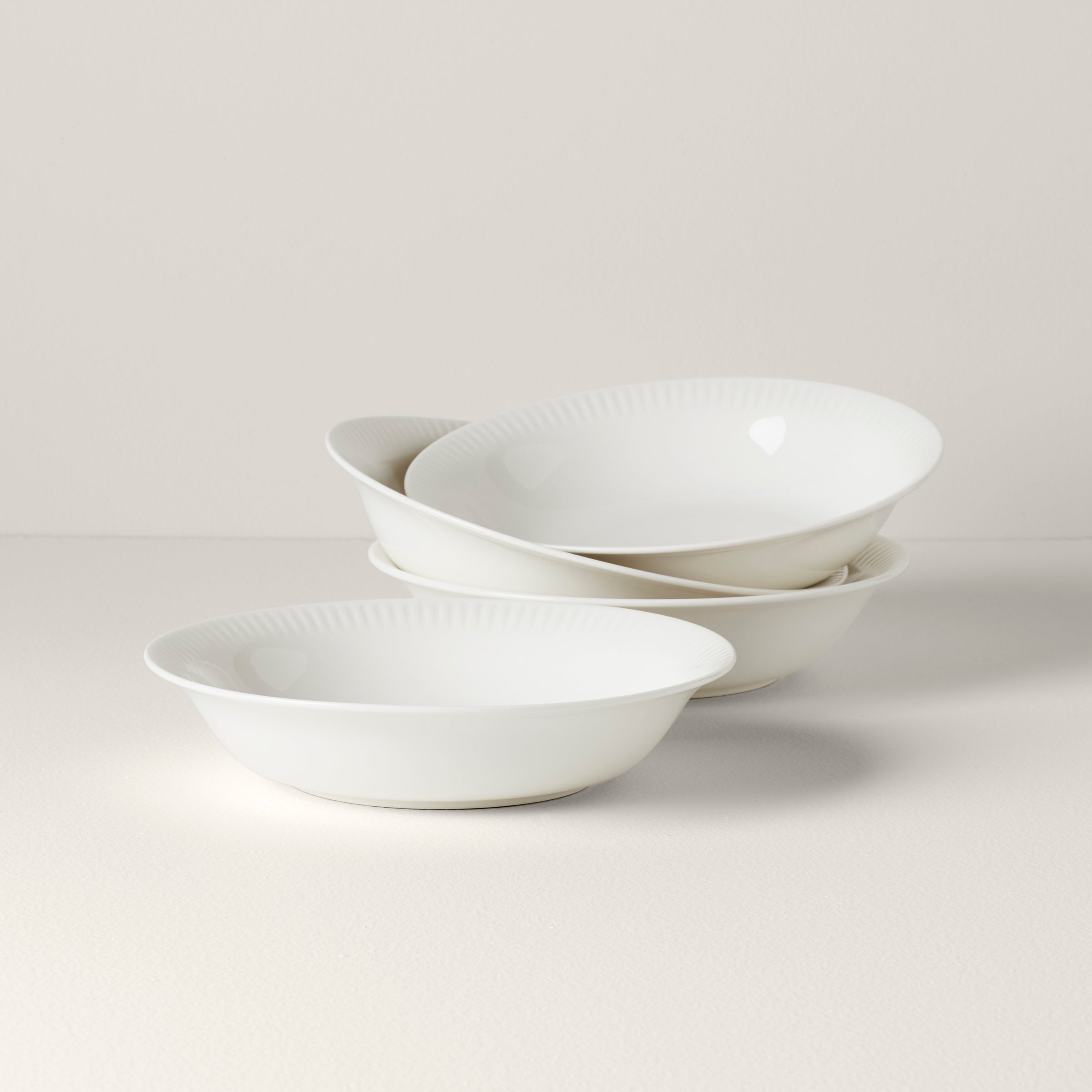 Profile White Porcelain 4-Piece Pasta Bowl Set