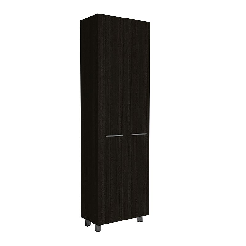 DEPOT E-SHOP Collins Pantry Cabinet， Five Interior Shelves， Black