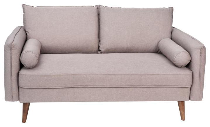 Taupe Upholstered Loveseat   Midcentury   Loveseats   by First of a Kind USA Inc  Houzz