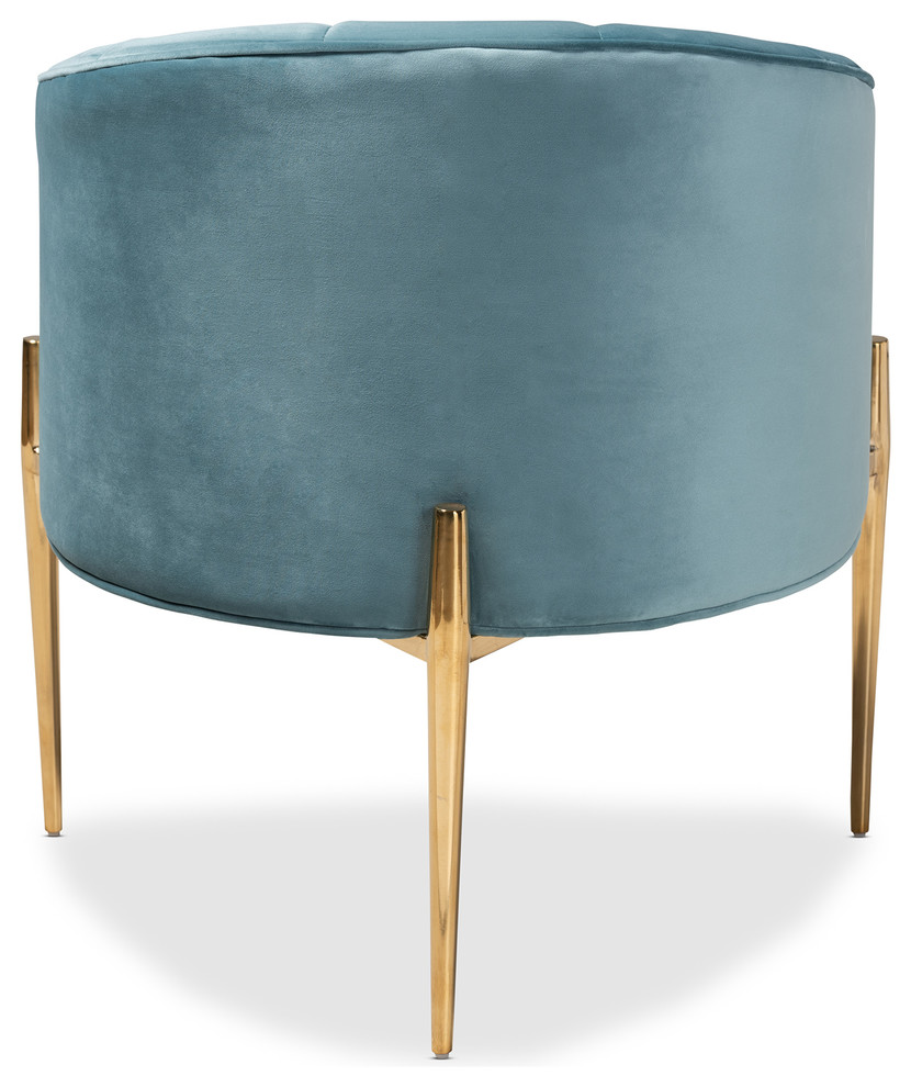 Alger Glam and Luxe Light Blue Velvet Fabric Upholstered Gold Accent Chair   Contemporary   Armchairs And Accent Chairs   by Baxton Studio  Houzz