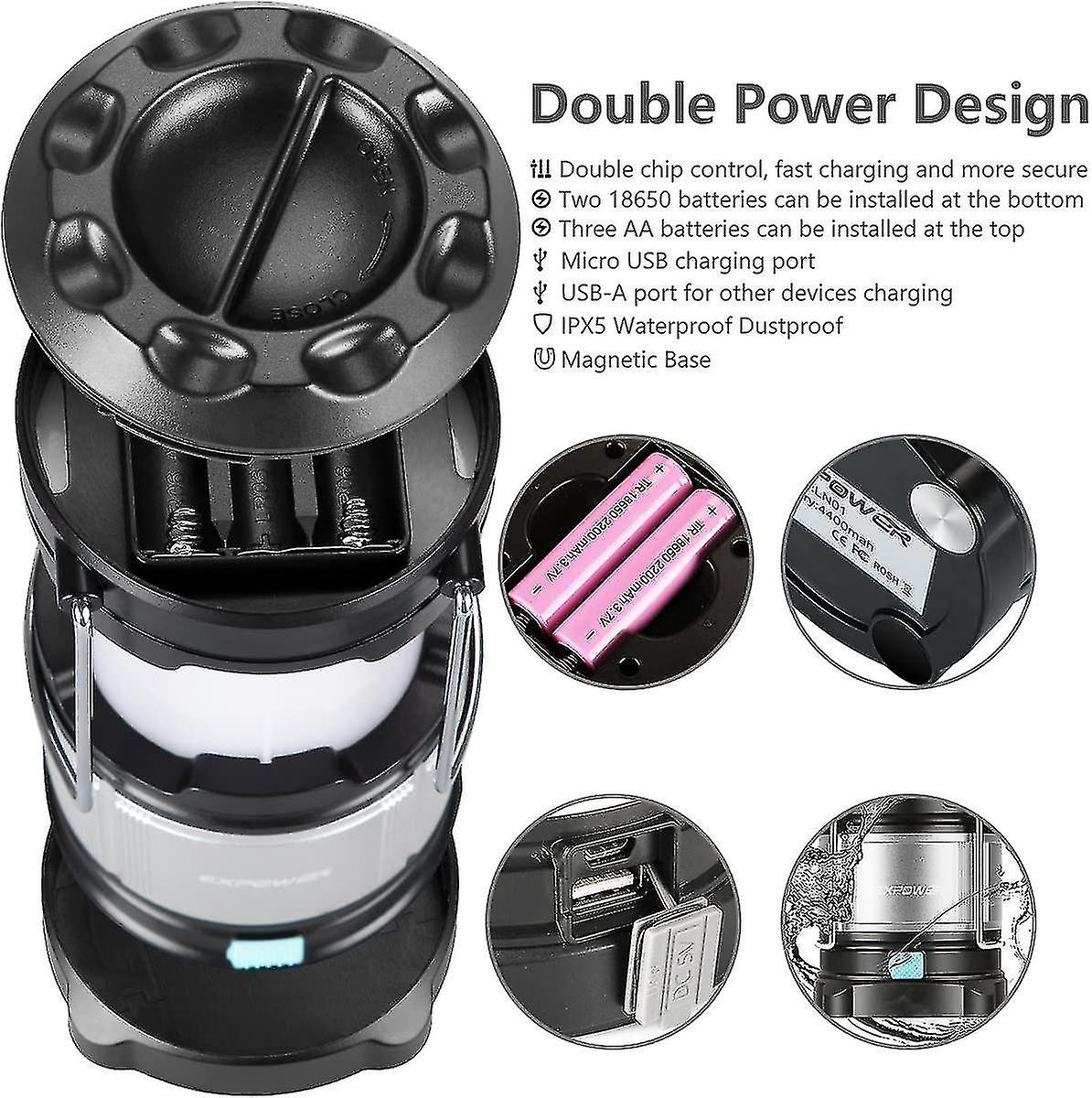 Ultimate Rechargeable Led Lantern And 4400mah Power Bank With 185 Lumens And 4 Brightness Modes