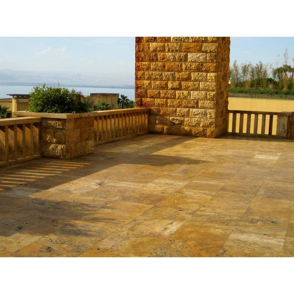 MSI Riviera Gold Travertine Tumbled Paver Kits (120 pieces160 sq. ft.Pallet) LPAVTRIV10KITS