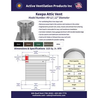 Active Ventilation 12 in. Dia Keepa Vent an Aluminum Roof Vent for Flat Roofs KV-12