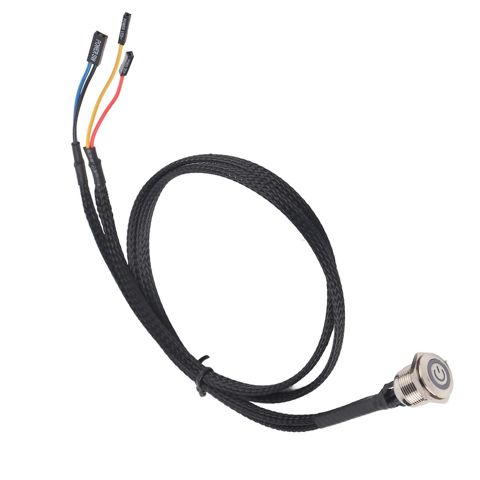 Desktop Computer Host Switch Cable Metal Button Metal Led Power Buttonblue