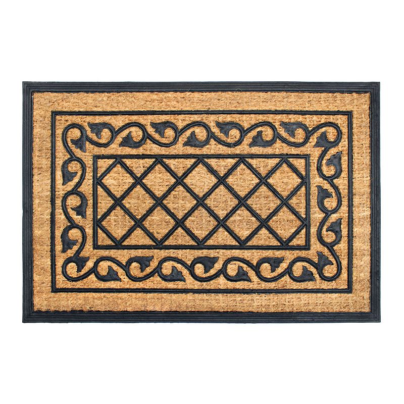 RugSmith Natural Moulded Rubber Coir Honeysuckle Doormat