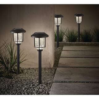 Hampton Bay Millbrook 14 Lumens Solar Black LED Metal and Glass Landscape Pathway Light SPP250112PDQ