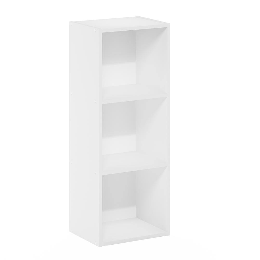 Furinno Pasir 31.5 in. White Wood 3-Shelf No-Tool Assembly Standard Bookcase 20332WH