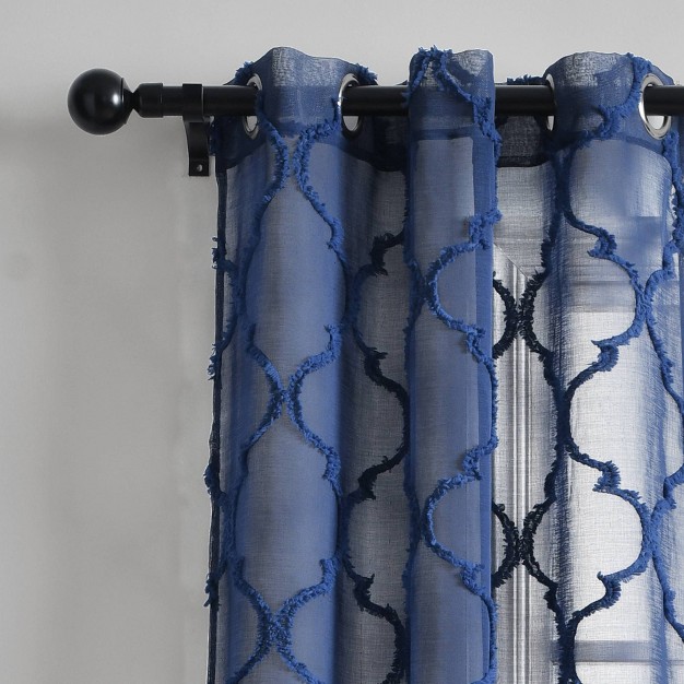 Sheer Avon Trellis Curtain Panels Navy Lush D cor