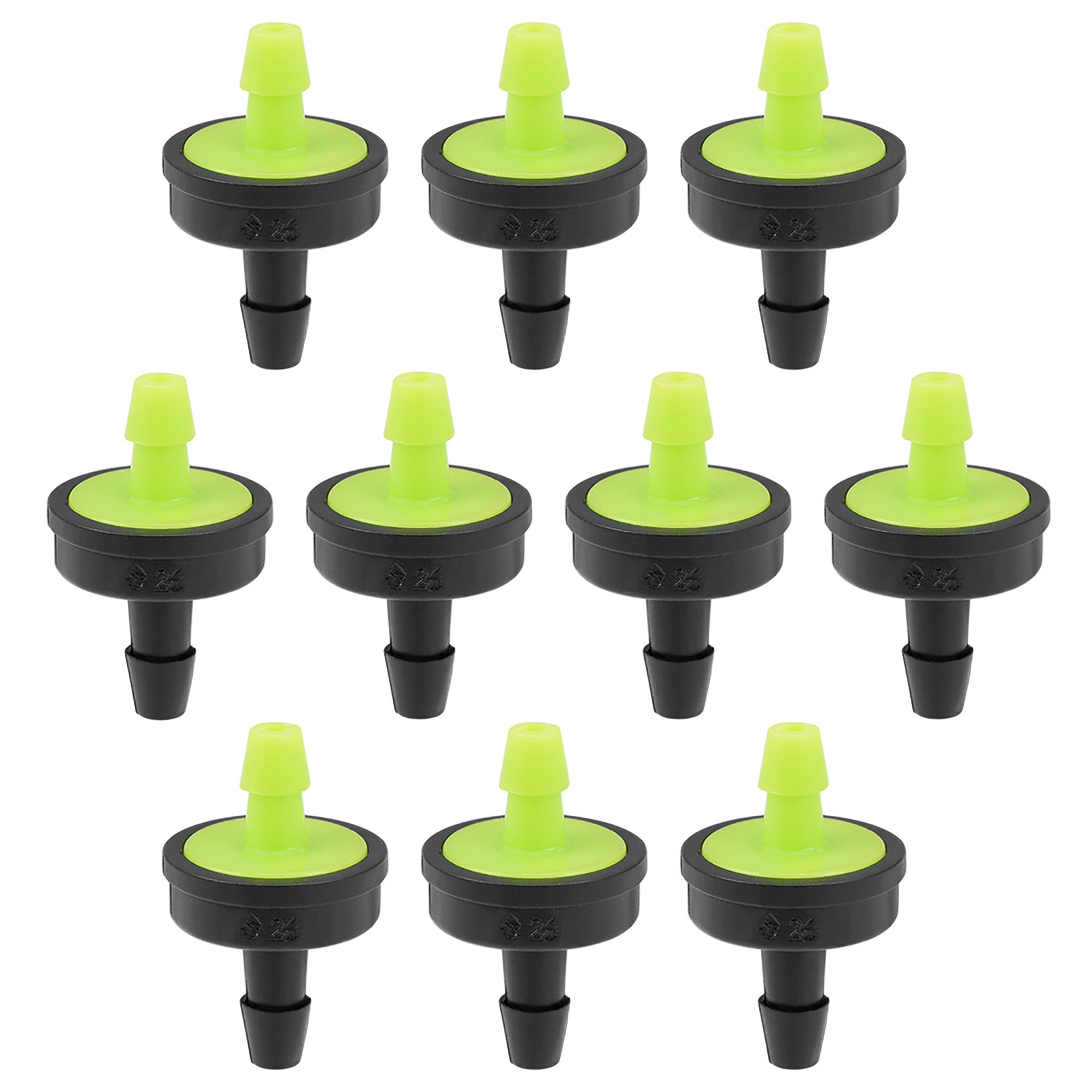 Pressure Compensating Dripper 8GPH 30L/H Emitter for Garden Lawn Drip Irrigation with Barbed Hose Connector Green 20pcs