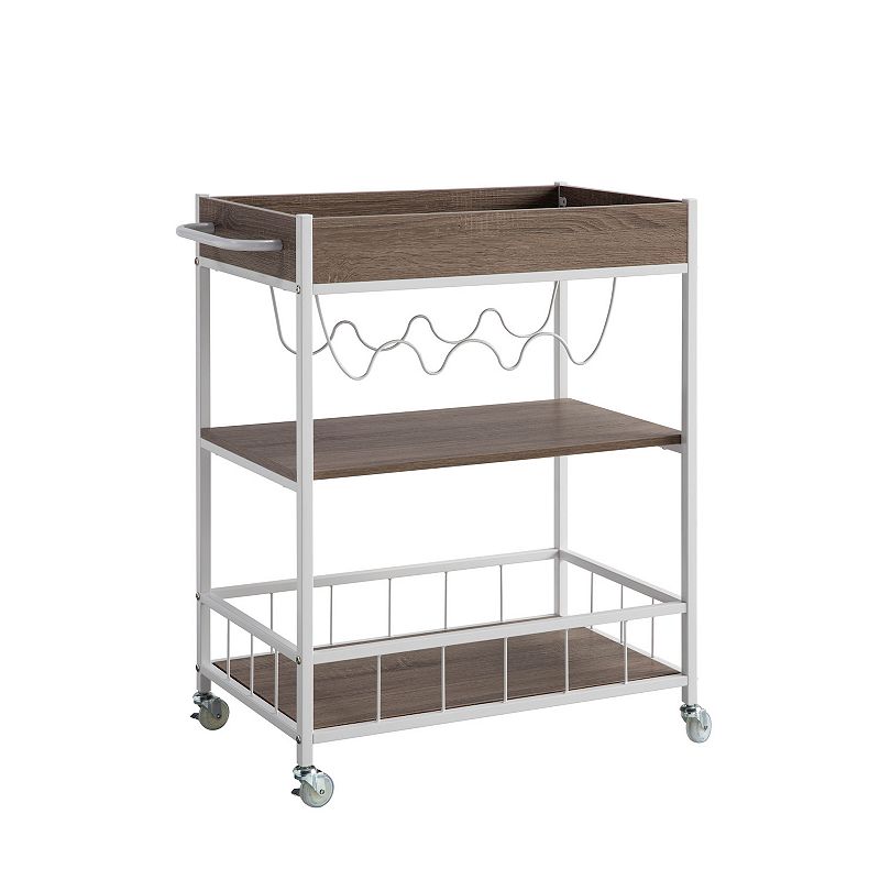 FC Design Metal Frame Kitchen Cart with Enclosed Shelves