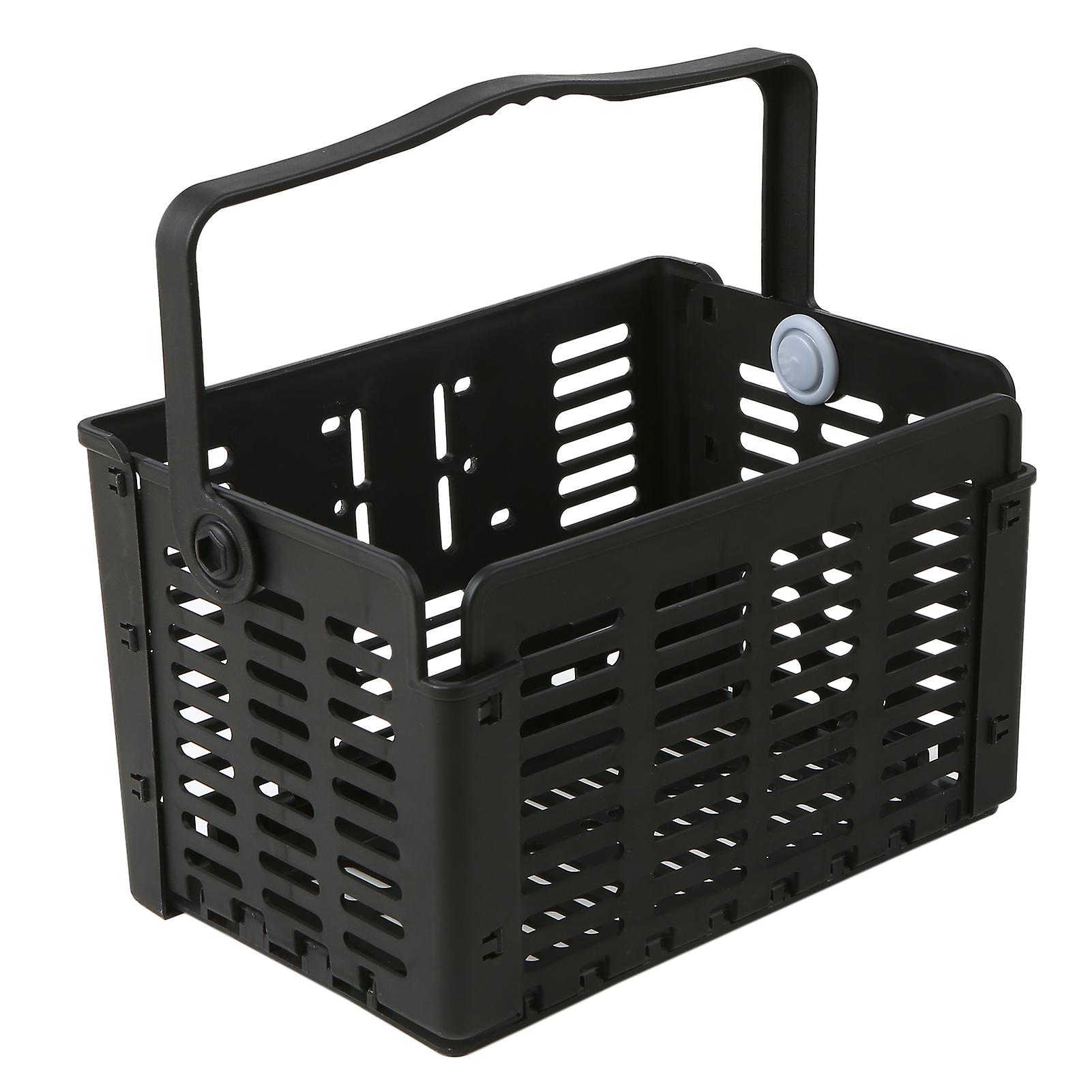 Folding Bike Basket Detachable Plastic Bike Handlebar Front Basket Bicycle Rear Rack Hanging Basket Cycling Cargo Carrier No.297474