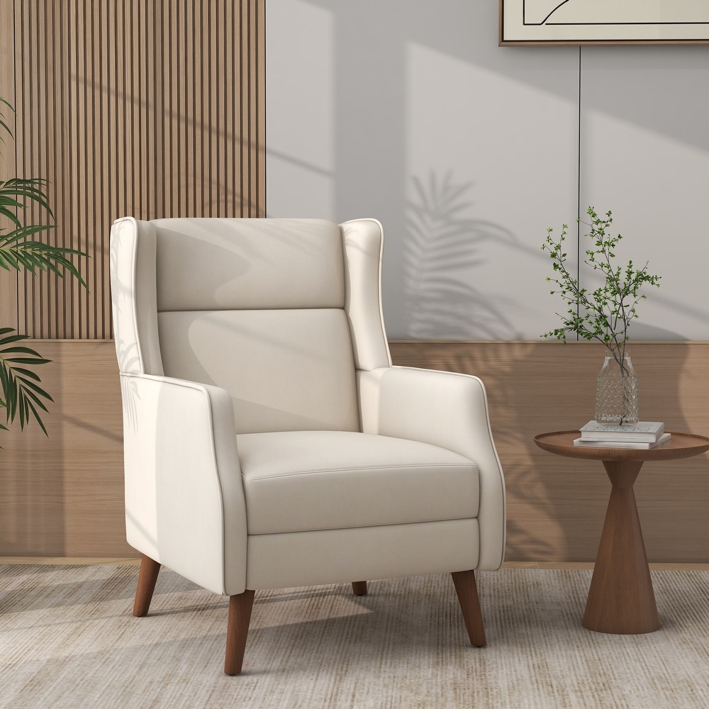 Modern High Back Cotton Linen Accent Chair