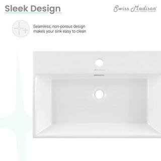 Swiss Madison Claire 23.63 in. Rectangle Wall Mount Bathroom Sink in Glossy White SM-WS332