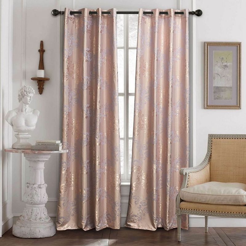 Dolce Mela Curtains Damask Jacquard Grommet Semi-Blackout