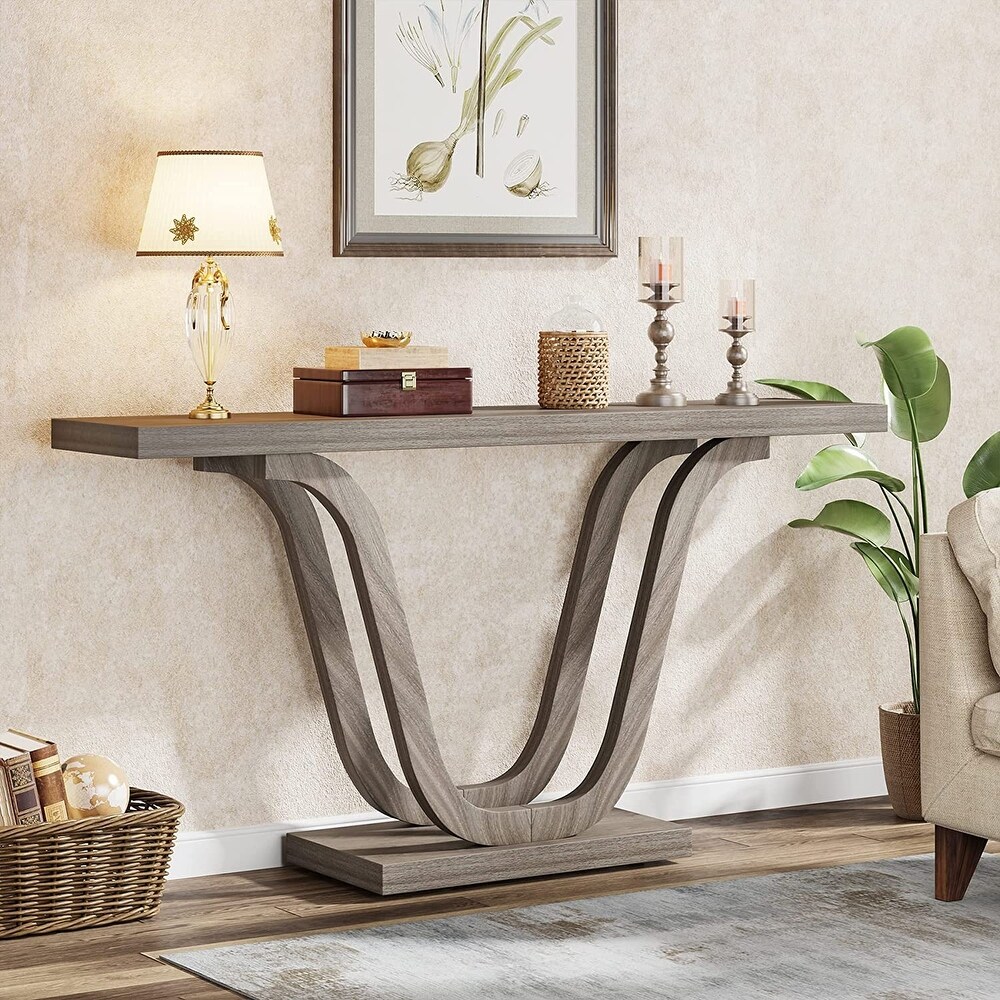 55 Inch Farmhouse Console Table  Narrow Hallway Tables for Entryway