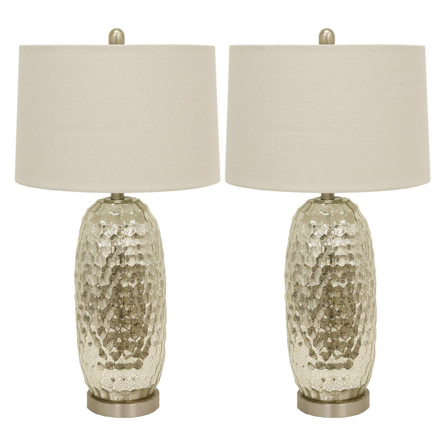 DA(C)cor Therapy Antique Mercury Dimple Glass Table Lamps Set of 2