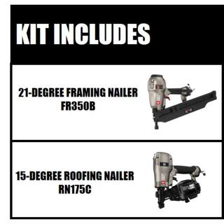 Porter-Cable Pneumatic 21-Degree 3-12 in. Full Round Framing Nailer and Pneumatic 15-Degree Coil Roofing Nailer FR350BRN175C