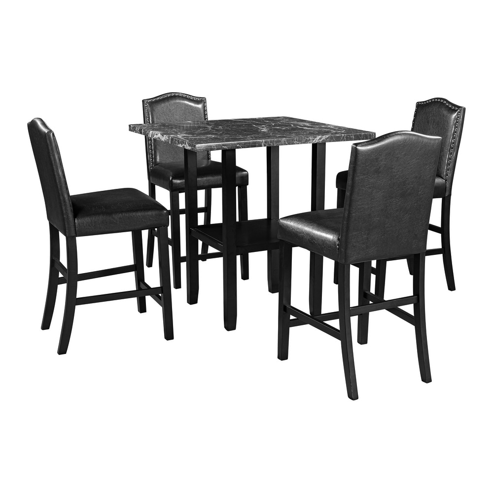 5 Piece Dining Set with Matching Chairs and Bottom Shelf