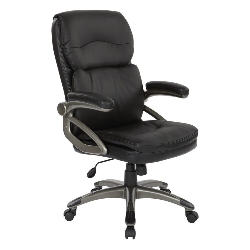 Executive High Back Bonded Leather Chair with Titanium Accents