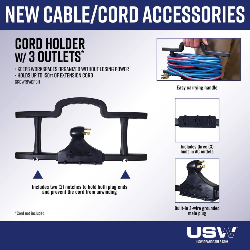 USW Extension Cord Wrap 2 AC Outlets CRDWRPADPCH