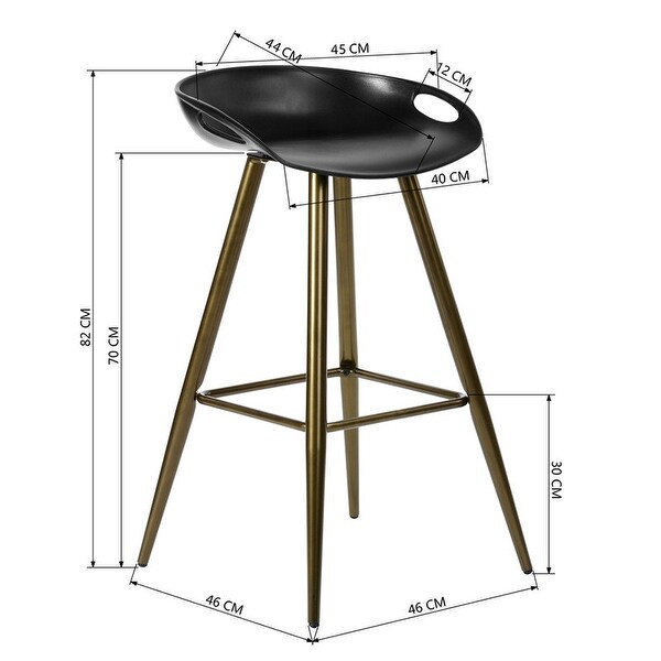 Counter Height Plastic Barstool with Metal Legs (Set of 2)