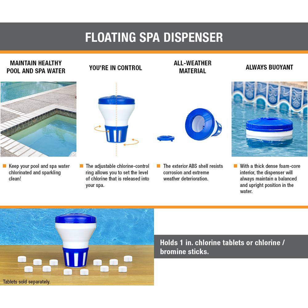 HDX Floating Chlorine  Bromine Dispenser for Spas Hot Tubs and Small Pools 62157