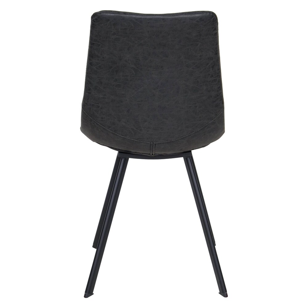 LeisureMod Markley Modern Leather Dining Chair With Metal Legs