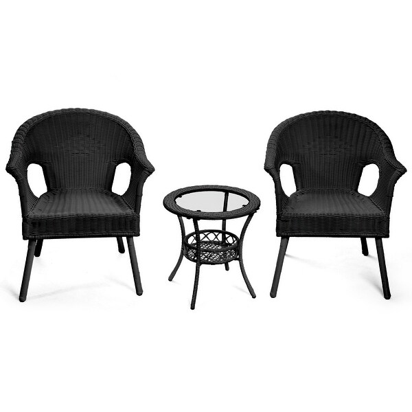 Cozywor 3Piece Outdoor Wicker Patio Bistro Chair Set