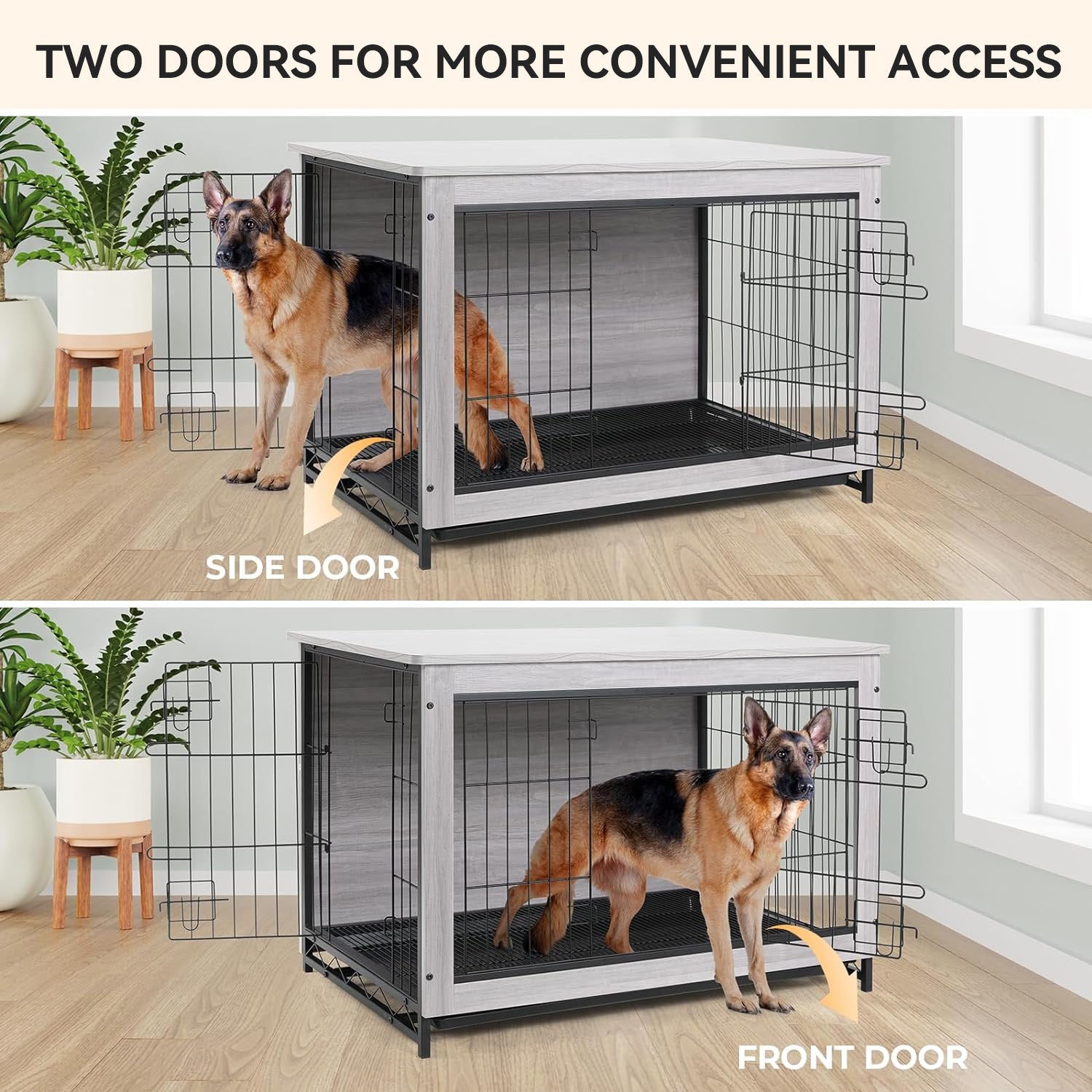 Dog Crate Furniture 38.6-inch Side End Table, Dog Cage with Pull-Out Removable Tray