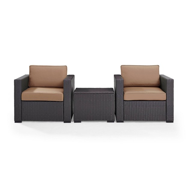 Biscayne 3pc Outdoor Wicker Seating Set Mocha Crosley