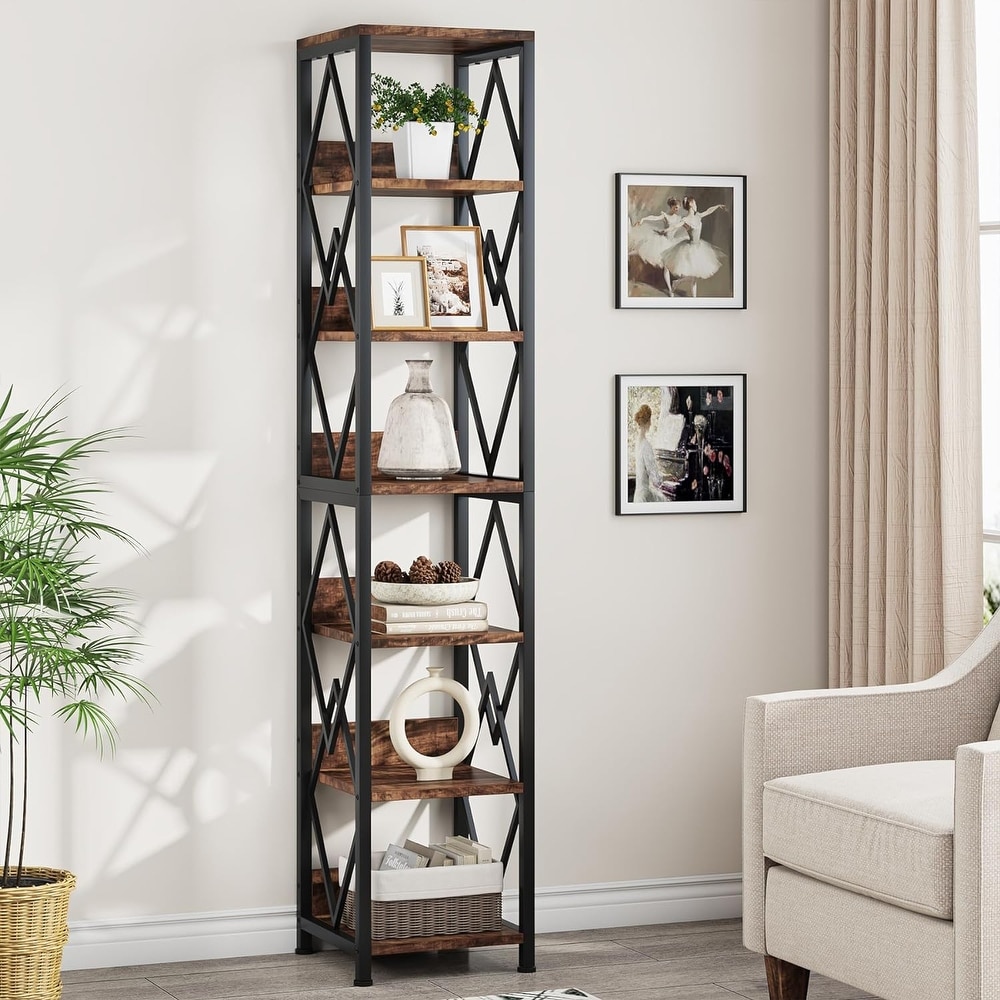 75 Inches Tall Narrow Bookshelf Bookcase