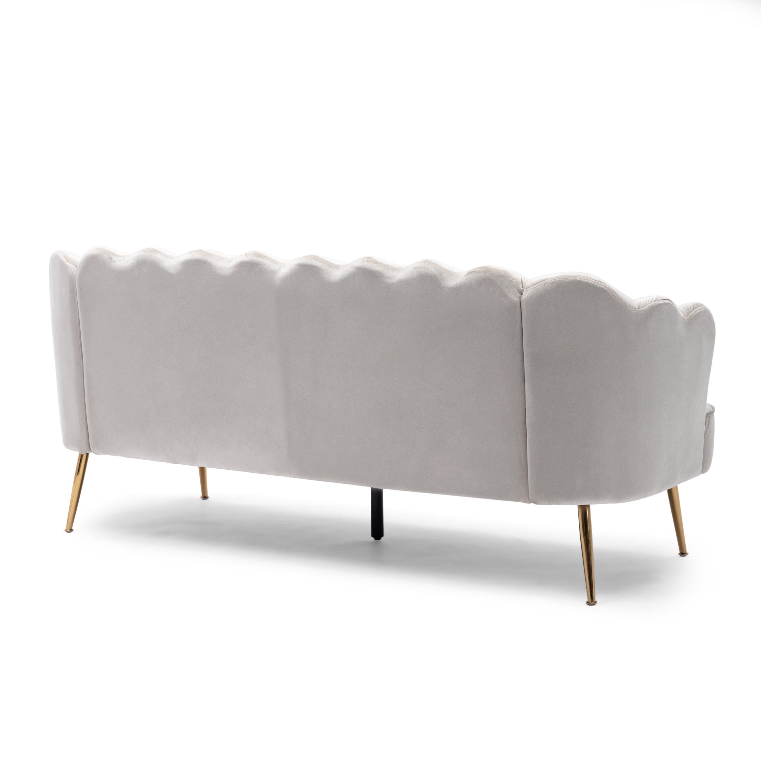 Ohnstad Modern Glam Velvet Channel Stitch 3 Seater Shell Sofa