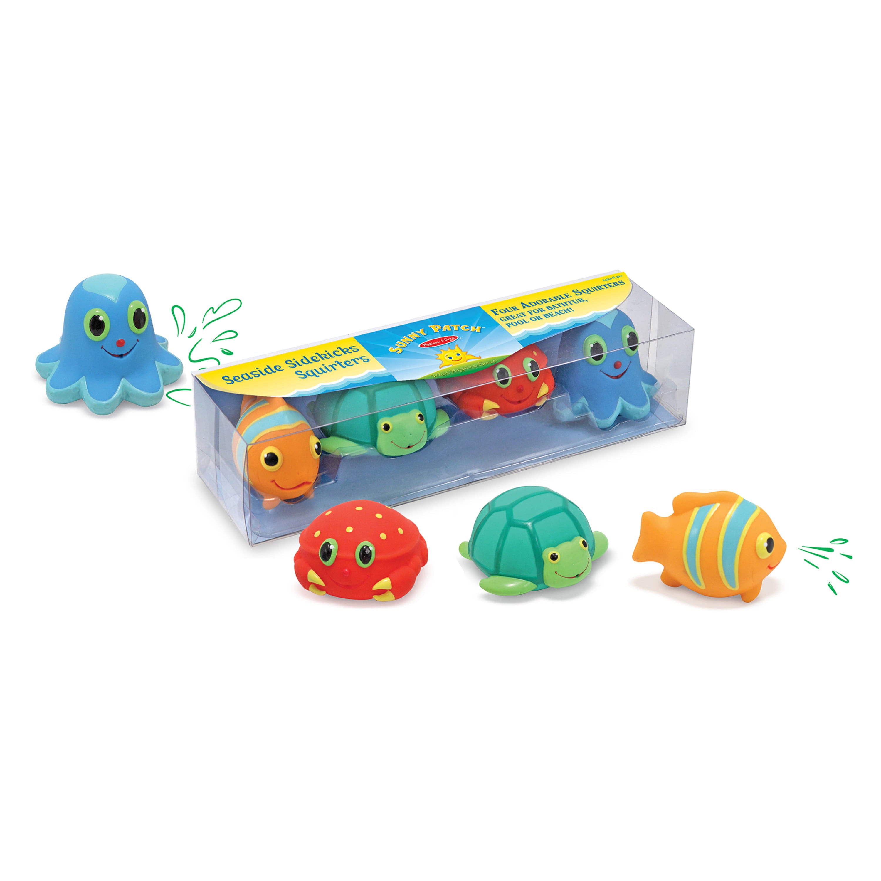 Melissa and Doug Sunny Patch Seaside Sidekicks Squirters With 4 Squeeze-and-Squirt Animals - Water Toys for Kids