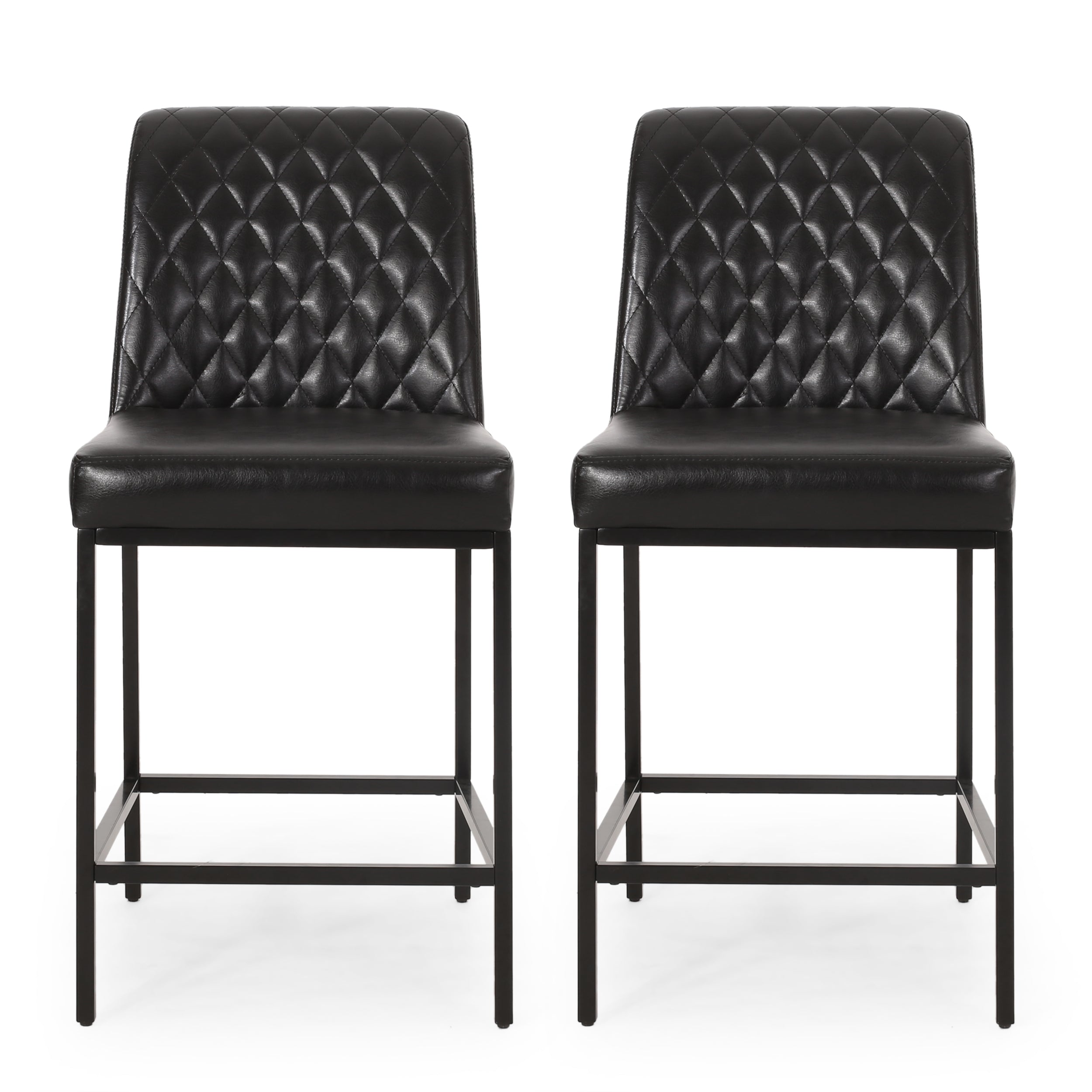 Lansing Contemporary Diamond Stitch Counter Stools, Set of 2