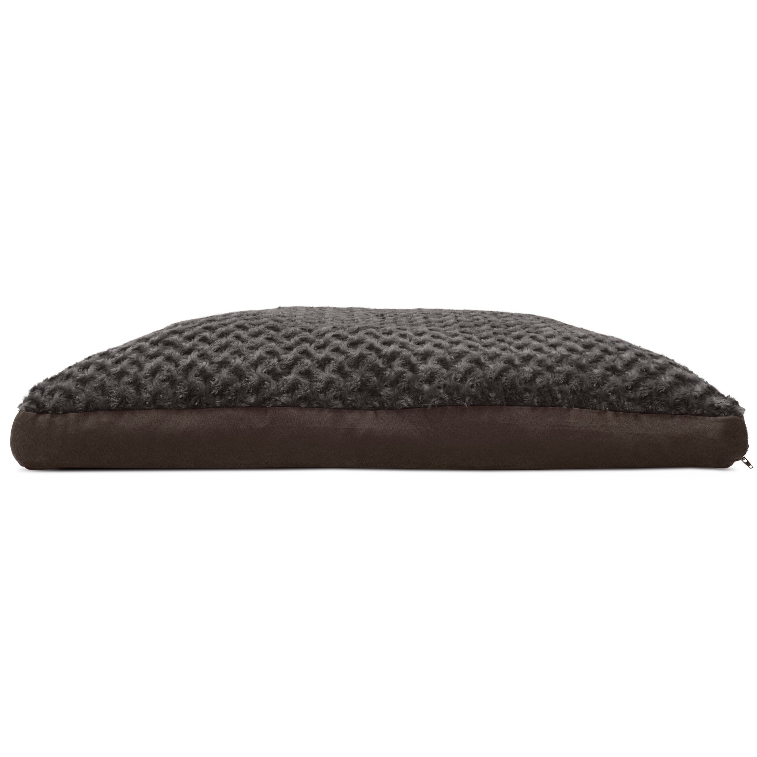 FurHaven | Deluxe Plush Pillow Pet Bed for Dogs and Cats， Chocolate， Large