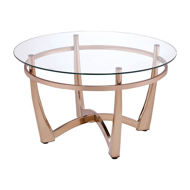 Orlando Li Coffee Table Champagne clear Glass Acme Furniture