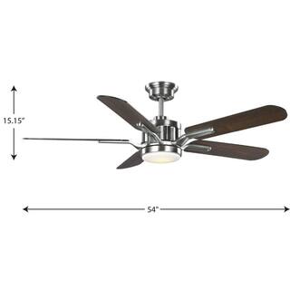 Progress Lighting Claret 54 in. 5-Blade LED Reversible BlackAmerican Walnut Wood AC Motor Transitional Ceiling Fan with Light and Remote P250007-009-30